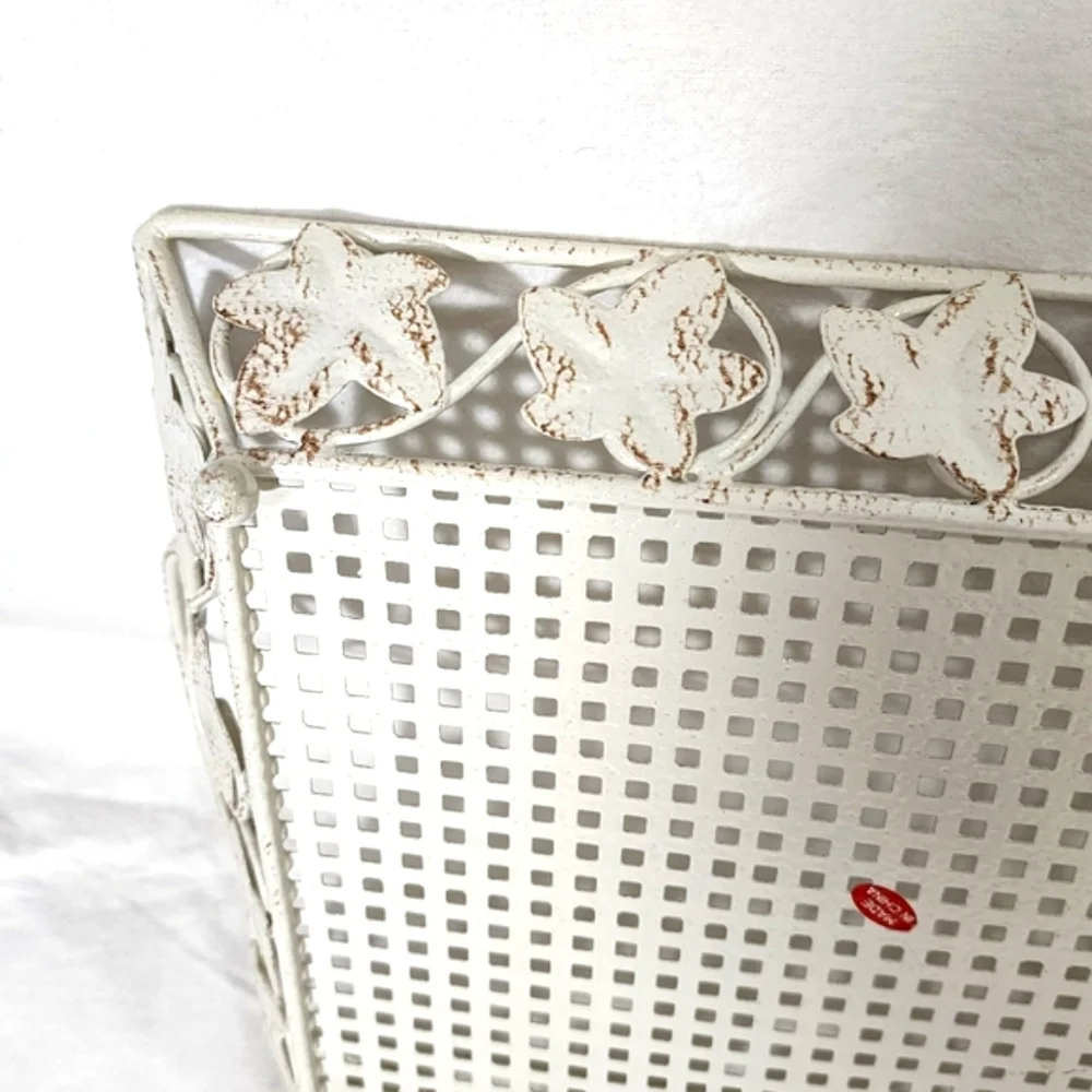 Vintage Style Shabby Chic Metal Footed Tray‎ Basket Like New
